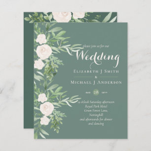 Magnolia Sage Green Floral Wedding nodigt de begro