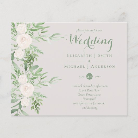 Magnolia Sage Green Floral Wedding nodigt de begro Flyer (Voorkant)