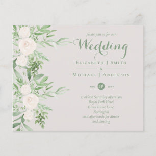 Magnolia Sage Green Floral Wedding nodigt de begro Flyer