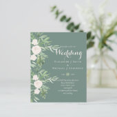 Magnolia Sage Groene Bloemen Huwelijksuitnodiginge (Staand voorkant)