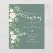 Magnolia Sage Groene Bloemen Huwelijksuitnodiginge (Voorkant)
