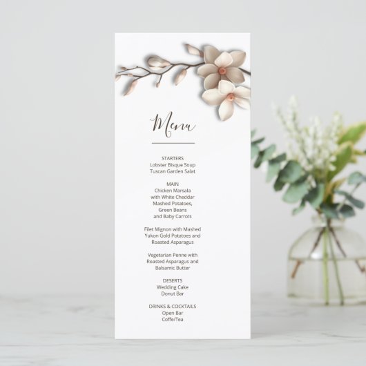 Magnolia Sculptural 3D Flower Menu (Staand voorkant)