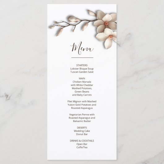 Magnolia sculpturale 3D bloem Menu (Voorkant)