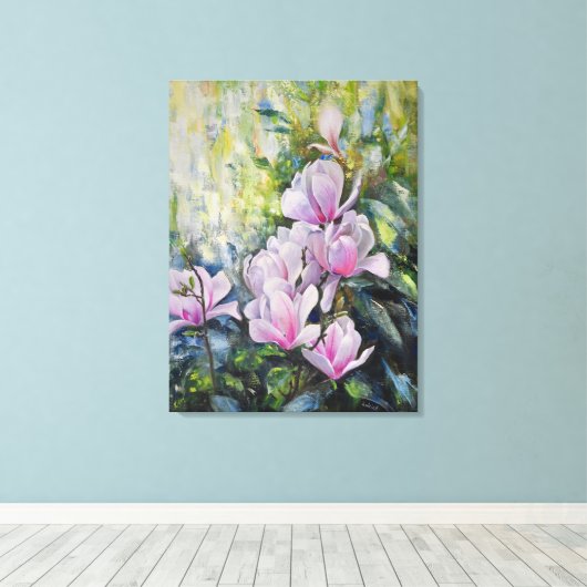 Magnolia Serenity – Bloemenkunst van Lukian Canvas Afdruk (Insitu (Houten vloer))