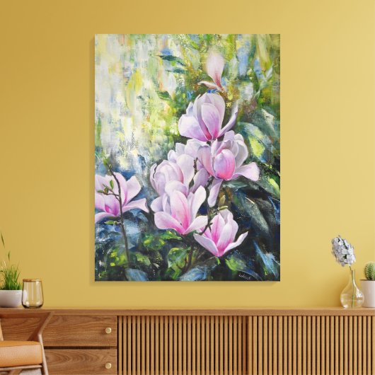 Magnolia Serenity – Bloemenkunst van Lukian Canvas Afdruk (Insitu (Woonkamer))