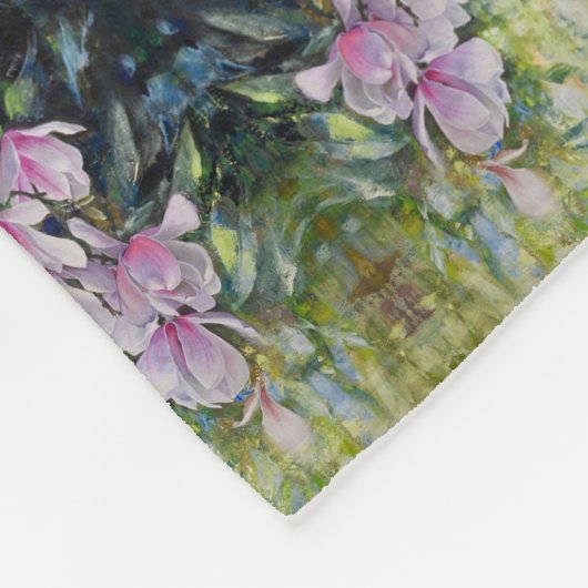 Magnolia Serenity – Bloemenkunst van Lukian Fleece Deken (Hoek)