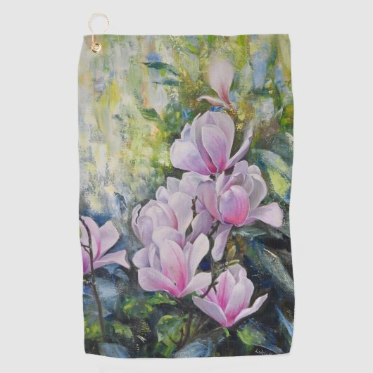 Magnolia Serenity – Bloemenkunst van Lukian Golfhanddoek (Voorkant)