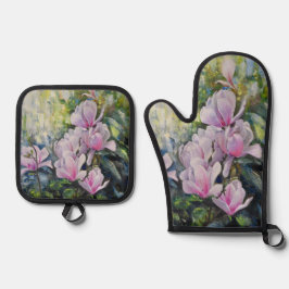 Magnolia Serenity – Bloemenkunst van Lukian Ovenwant & Pannenlap Set