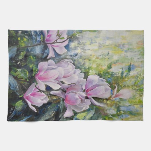 Magnolia Serenity – Bloemenkunst van Lukian Theedoek (Horizontaal)