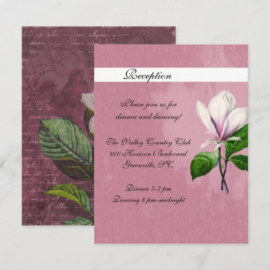 Magnolia Song Reception Kaart (Voorkant / Achterkant)