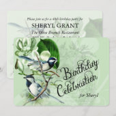  Magnolia Songvogels Birthday Invite Kaart (Voorkant / Achterkant)