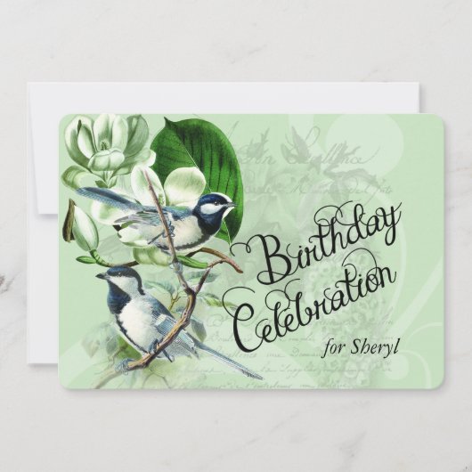  Magnolia Songvogels Birthday Invite Kaart (Voorkant)