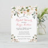 Magnolia Southern blush bridal douche-uitnodiging Kaart (Staand voorkant)