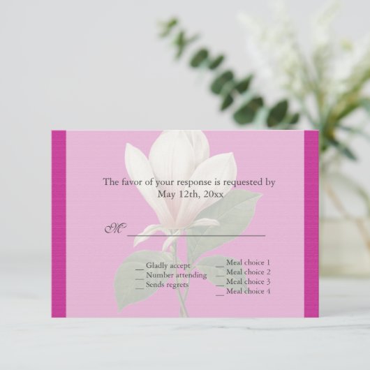  magnolia spring bruiloft RSVP (Staand voorkant)