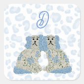 Magnolia Staffordshire Dogs Ginger Jars Jar Vierkante Sticker (Voorkant)