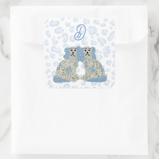 Magnolia Staffordshire Dogs Ginger Jars Jar Vierkante Sticker (Tas)