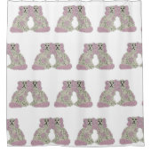 Magnolia Staffordshire Dogs Rozen Douchegordijn (Voorkant)