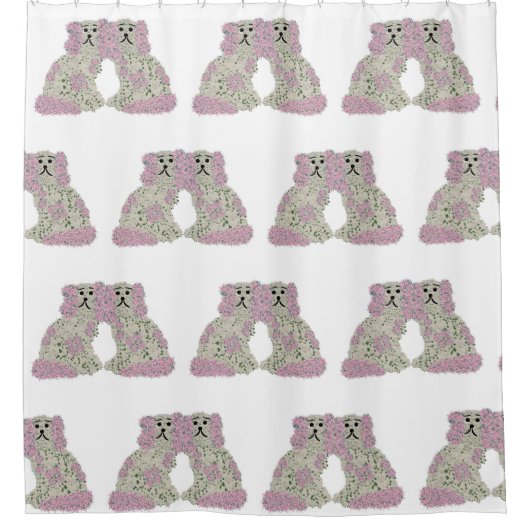 Magnolia Staffordshire Dogs Rozen Douchegordijn (Voorkant)