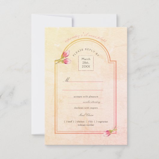 Magnolia Sunset Peach Waterverf RSVP Kaart (Voorkant)