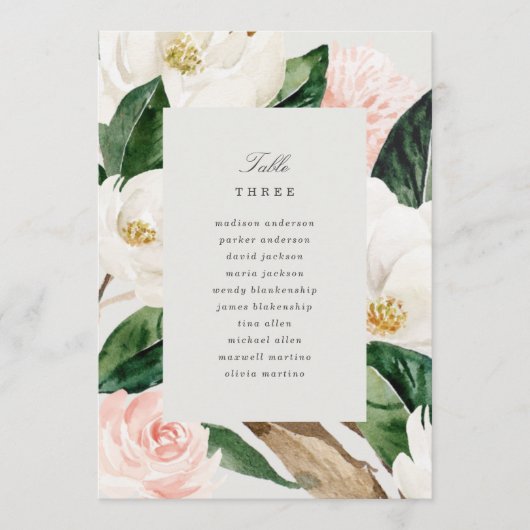 Magnolia tafelnummer met zitplaatsen (Voorkant)