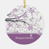 Magnolia tak en paarse bloemen aangepaste ornament (Voorkant)