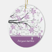 Magnolia tak en paarse bloemen aangepaste ornament (Links)