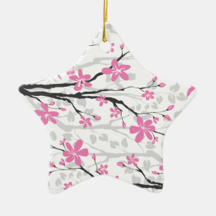 Magnolia tak en roze bloemen aangepaste ornament