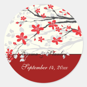 Magnolia tak rode bruiloft Save the Date sticker