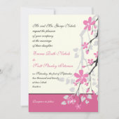 Magnolia tak roze bruiloft aangepaste uitnodiging (Voorkant)