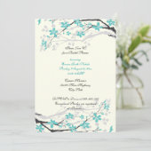Magnolia tak turquoise bridal doucheuitnodiging kaart (Staand voorkant)