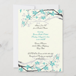 Magnolia tak turquoise bridal doucheuitnodiging kaart