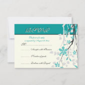 Magnolia tak turquoise bruiloft RSVP kaart (Voorkant)