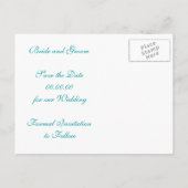 Magnolia tak turquoise bruiloft Save the Date Aankondigingskaart (Achterkant)