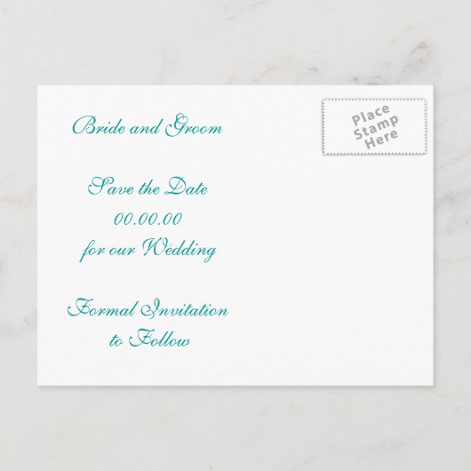 Magnolia tak turquoise bruiloft Save the Date Aankondigingskaart (Achterkant)