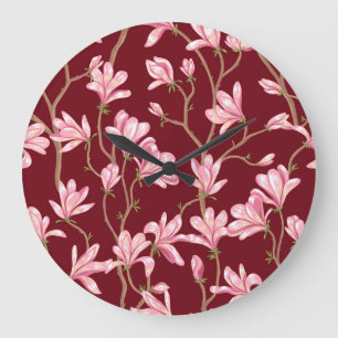 Magnolia takken: bloeiende illustratie. grote klok