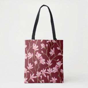 Magnolia takken: bloeiende illustratie. tote bag