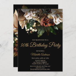 Magnolia Top Gold en Black Floral Birthday Kaart