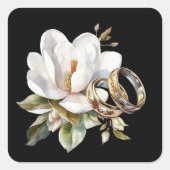 Magnolia trouwringen goud zwart vierkante sticker (Voorkant)
