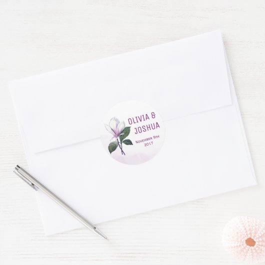 Magnolia trouwstickers ronde sticker (Envelop)