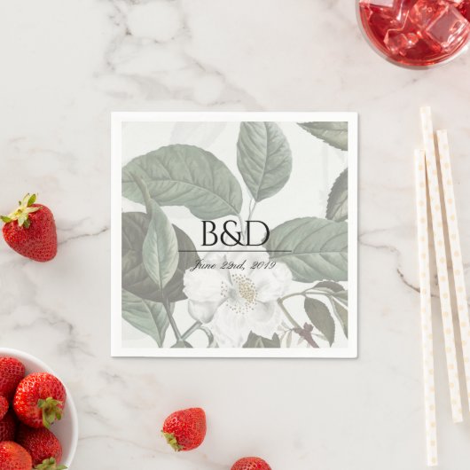 Magnolia Tuin Bruiloft Monogram Cocktail servetten (Insitu)