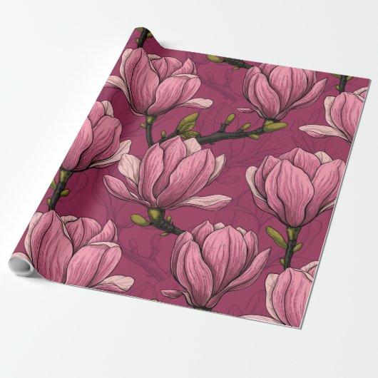 Magnolia tuin cadeaupapier (Uitgerold)