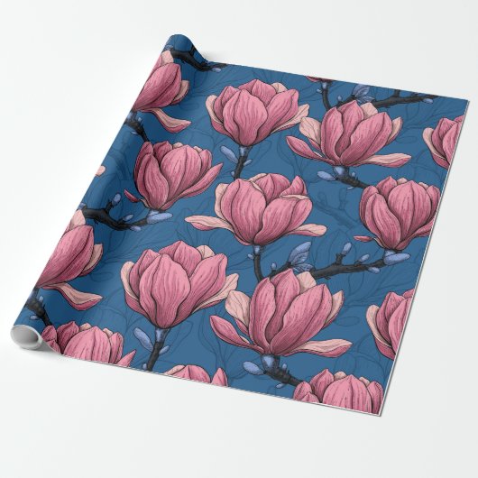 Magnolia tuin cadeaupapier (Uitgerold)