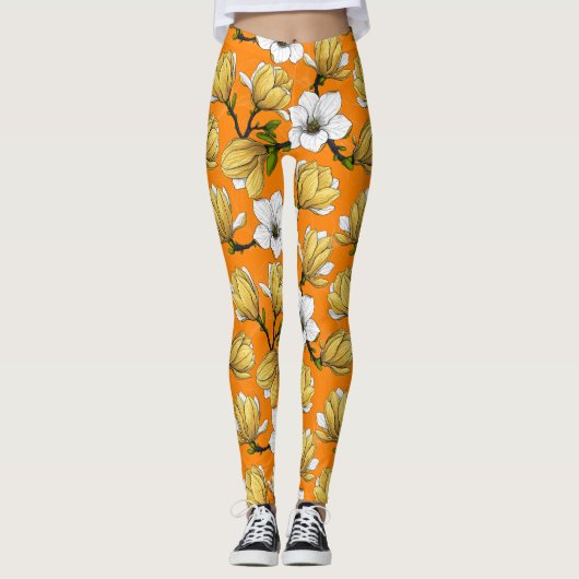 Magnolia tuin in geel leggings (Voorkant)