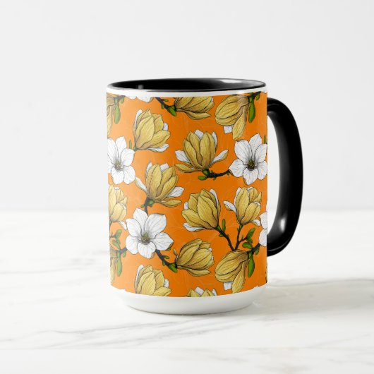 Magnolia tuin in geel mok (Voorkant rechts)