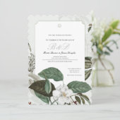 Magnolia Tuin Schaalvormige Rand Trouwuitnodiging Kaart (Staand voorkant)