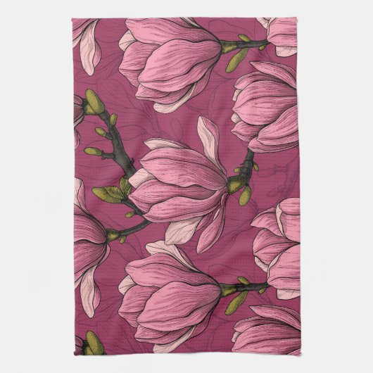 Magnolia tuin theedoek (Verticaal)