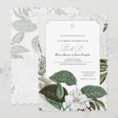 Magnolia Tuin Uitnodiging voor Huwelijk met Geschu (Voorkant / Achterkant)