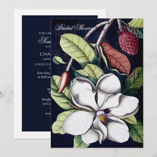 Magnolia - Uitnodiging voor bruidsdouche (Voorkant / Achterkant)