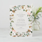 Magnolia-uitnodiging voor koppelavond menu (Staand voorkant)