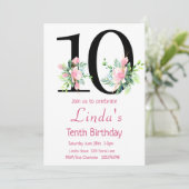 Magnolia Verjaardag Uitnodiging, 10e Verjaardag Kaart (Staand voorkant)
